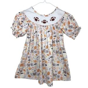 Abby & Evie Football Dress Kids Size 5 White Multicolor Embroidered Game Day